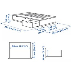 【無料】IKEAノールドリ ベッドフレーム 収納付き120x200 cmの画像