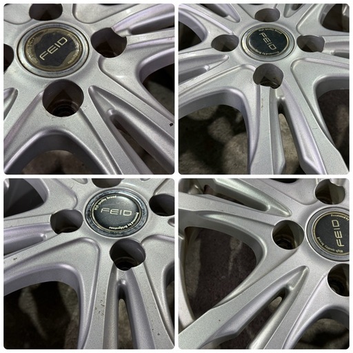 ア）BRIDGESTONE FEID ブリヂストン フェイド 15インチ×5.5J／IN SET+45／4H／P.C.D100／ハブ径73㎜ アルミホイール4本SET 社外ホイール