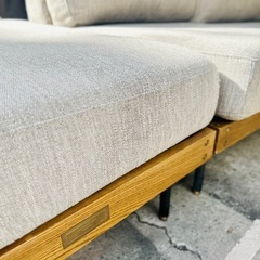 □journal standard Furnitureリルシリーズ ソファ　オットマン　カウチ　検） ジャーナルスタンダード リルシリーズ ソファ 1人掛け 1P 1シーター journal standard furniture LILLE オークフレーム アイアン脚 北欧 インダストリアル　アクメ　アクメファニチャー　acme furniture 【1p オットマンのみの出品です。】の画像