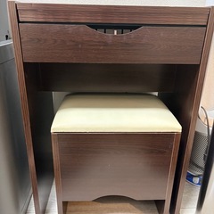 【受渡予定者決定次第終了】ドレッサー デスク（スツール付き）ダークブラウンの画像