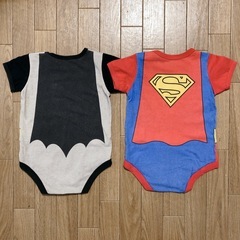スーパーマン・バットマン なりきりロンパース70cm 2点セットの画像