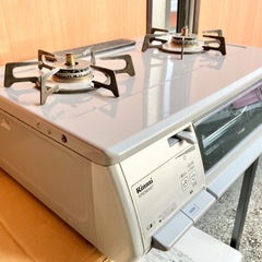 リンナイ　都市ガス　2017年製　ガステーブル　2口　魚焼きグリル付き　☆配送応相談☆の画像