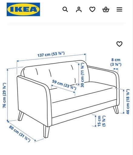 IKEA　LINANÄS リーナネス 2人掛けソファ