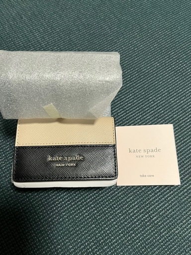 【新品未使用】ケイトスペード スペンサー ミニ財布 三つ折り ベージュ×ブラック