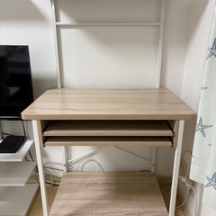 LOWYA（ロウヤ） パソコンデスク学習机 オフィスデスク 棚付き 幅75cm スライド付き 美品の画像