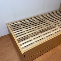 すのこ収納引き出し付きシングルベッドフレームの画像