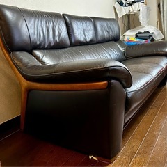karimoku/カリモク家具 本革張り 3人掛けソファ 幅200cm ZT6003H353の画像