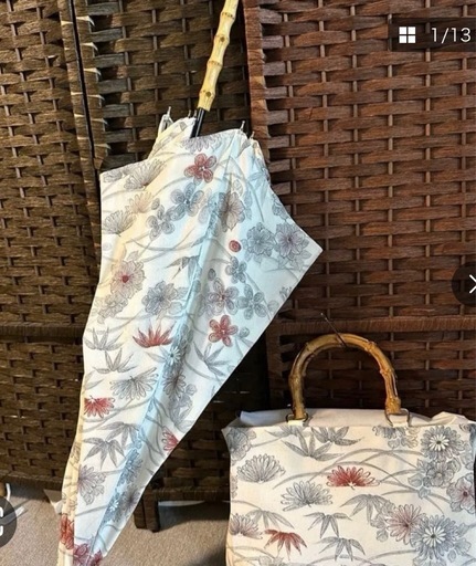 いいね無し購入タッセルおまけ　トートバッグ&日傘 未使用着物生地　