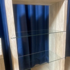 木製サイドテーブル 2点セット（ガラス棚付き）の画像