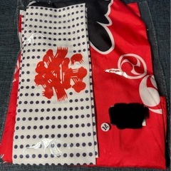 【新品】大人用 お祭り法被3点セット 帯・ハチマキ付き 赤の画像