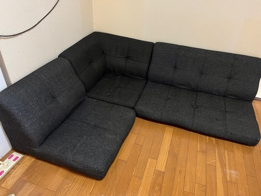 ソファー　ロータイプ　黒　グレー