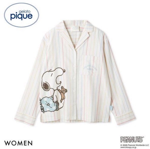 ジェラートピケ PEANUTS レインボーストライプネルシャツ・ロングパンツ