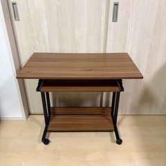 【美品】✨️パソコンデスク 昇降式テーブル キャスター&スライド棚付き[幅80] 立ち作業にも◎の画像