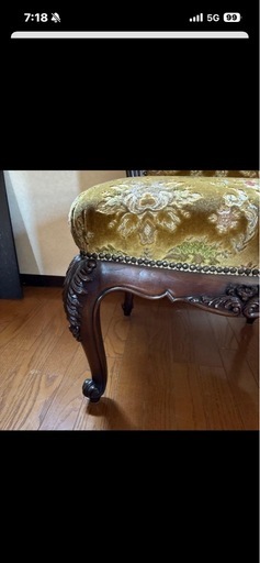 ③アンティーク椅子オリーブグリーン