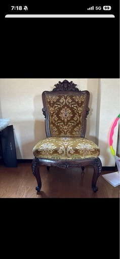 ③アンティーク椅子オリーブグリーン