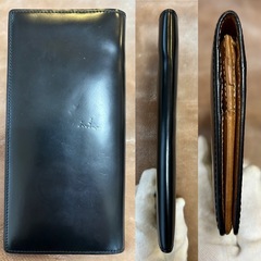 キプリスCYPRIS ロングウォレット フラップ式二つ折り長財布 二つ折り財布 折財布 さいふ サイフ 小銭入れアリ 小銭入れ有 小銭入れあり 小銭入れ付き  black　ブラック　黒色系 コードバンユニセックス男女兼用 メンズ（men’s）男性用紳士の画像