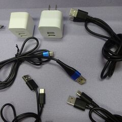 ( E-1037 )USB Type-Cケーブル１０本 アダプター２個 セット?tama'sアダプターあり 中古 通電確認済みの画像