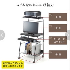 キャスター付きパソコンデスク　リモートワーク　在宅勤務の画像