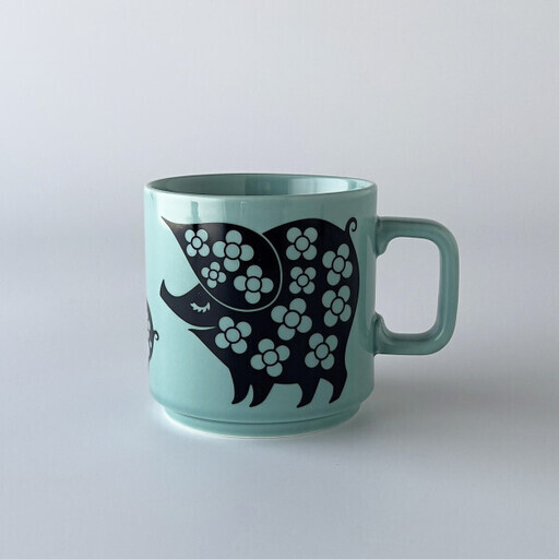 Hornsea マグカップ Piggie Family Teal イギリス 輸入 雑貨 ミッドセンチュリー 英国 ホーンジー 花柄 レトロ おしゃれ 食器 80846