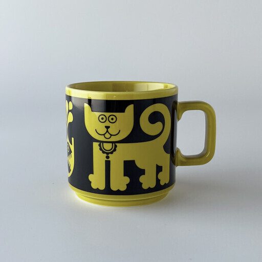 Hornsea マグカップ Cat & Pirhana Chartreuse イギリス 輸入 ミッドセンチュリー 英国 ホーンジー 花