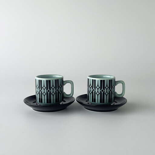Hornsea エスプレッソ カップ&ソーサー 2セット Geo イギリス 輸入 雑貨 ミッドセンチュリー 英国 ホーンジー おしゃれ 80850
