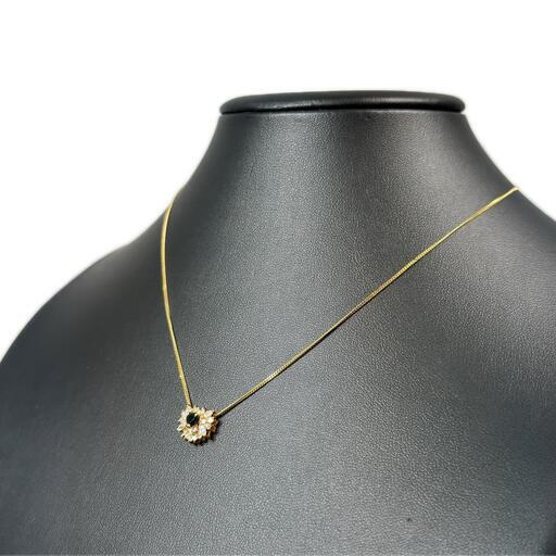 ネックレス サファイア 0.30ctダイアモンド0.38ct ゴールド/K18 アクセサリー 3.4g レディース