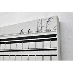 Canvasworks ビルの見える公園 ウォールクロック 風景画 壁掛け時計 novelax 能登夫妻 モノクロ モノトーン シンプル パネル 47005の画像