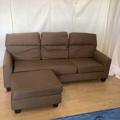 【交渉中】No.249　ソファ　幅211cm　オットマン付き（豊橋市収集業務課リユース家具）の画像