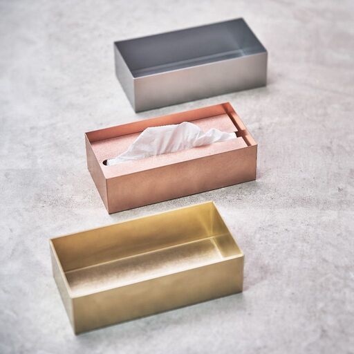 Ori ティッシュケース ブラス 真鍮 抗菌 抗ウイルス 日本製 シンプル ヴィンテージ風 小物入れ インテリア モダン ゴールド 72258