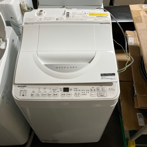 ロ2603-0036 SHARP タテ型洗濯乾燥機ES-TX6H 2024年製　動作確認済み　中古美品
