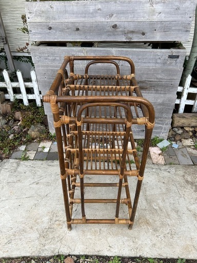 ラタン ラック 2段 籐家具 ナチュラル アジアン 収納棚 マガジンラック