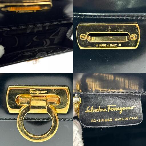 Salvatore Ferragamo サルヴァトーレフェラガモ AQ-216660 ハンドバッグ ガンチーニ ブラック パテントレザ