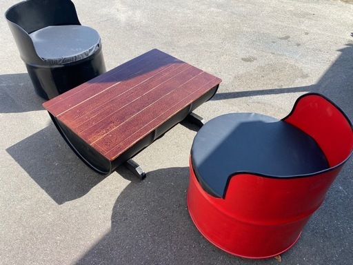 手作りドラム缶椅子テーブルセット