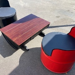 手作りドラム缶椅子テーブルセットの画像