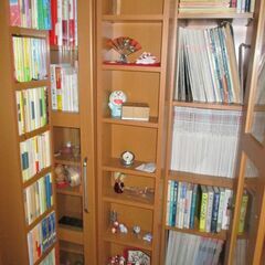 早い者勝ち!!　0円　無料で差し上げます。綺麗な本棚　収納棚　コレクション棚　スライド式　新生活の画像