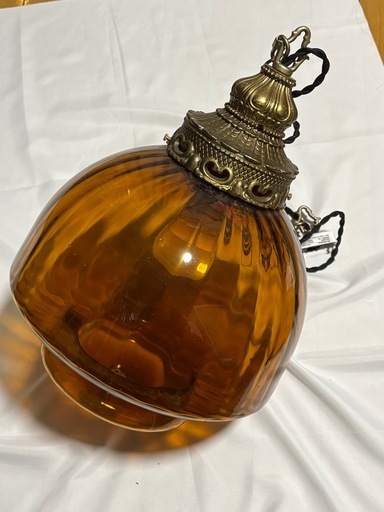 ヴィンテージ ペンダントライト アンバーガラス 大型