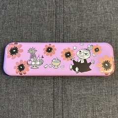 ムーミン　リトルミィ　ビスケット缶　メリーチョコレート　お菓子の缶　ブルー　パープル　２個 の画像