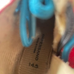 男児　赤ブーツ　紐　14.5 B-22の画像