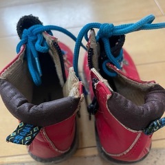 男児　赤ブーツ　紐　14.5 B-22の画像