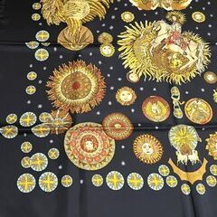HERMES エルメス カレ90 LE ROY SOLEIL 太陽王 ブラック系 シルク スカーフ 箱付き☆札幌市 白石店 の画像