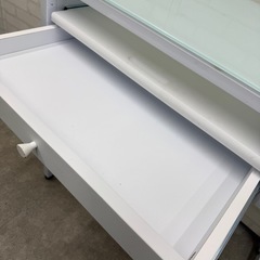 PCデスク　ネイルデスク　ガラス天板　オシャレ　スライダー付きの画像