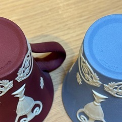 A8104【ウェッジウッド】ジャスパー 2003年限定 ペールブルー クリムゾン カップ＆ソーサー ペアの画像