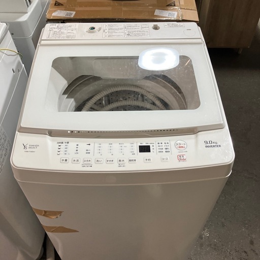 I 2603-0042 ヤマダセレクト洗濯機9.0kg 2021年製　動作確認済み　中古美品