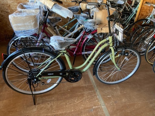 未使用 未登録 自転車 丸石 マイルド 26インチ 6段変速 カーキ