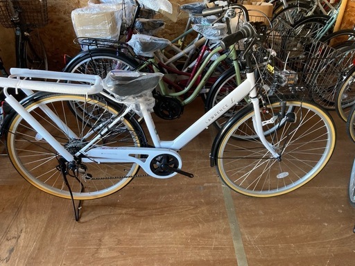 未使用 未登録 自転車 ローレンス 27インチ 6段変速 白