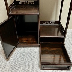 唐木風 飾り棚 違い棚 茶棚 和家具 幅54cm 昭和レトロの画像