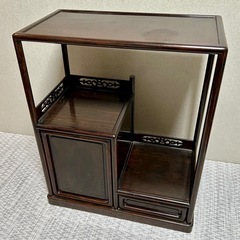 唐木風 飾り棚 違い棚 茶棚 和家具 幅54cm 昭和レトロの画像
