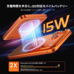 モバイルバッテリー 10000mAh MagSafe極薄PSE認証済 グレーの画像