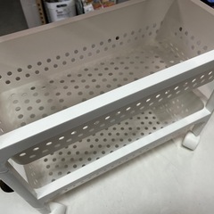 (2) キャスター付き 隙間収納 キッチンワゴン ランドリーワゴン ホワイト 3段 プラスチック製 W215 D475 H530 中古品 ③の画像