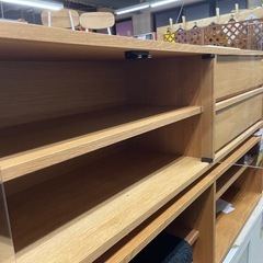 無印良品 テレビボード  ガラス戸付き 収納 木製 中古の画像